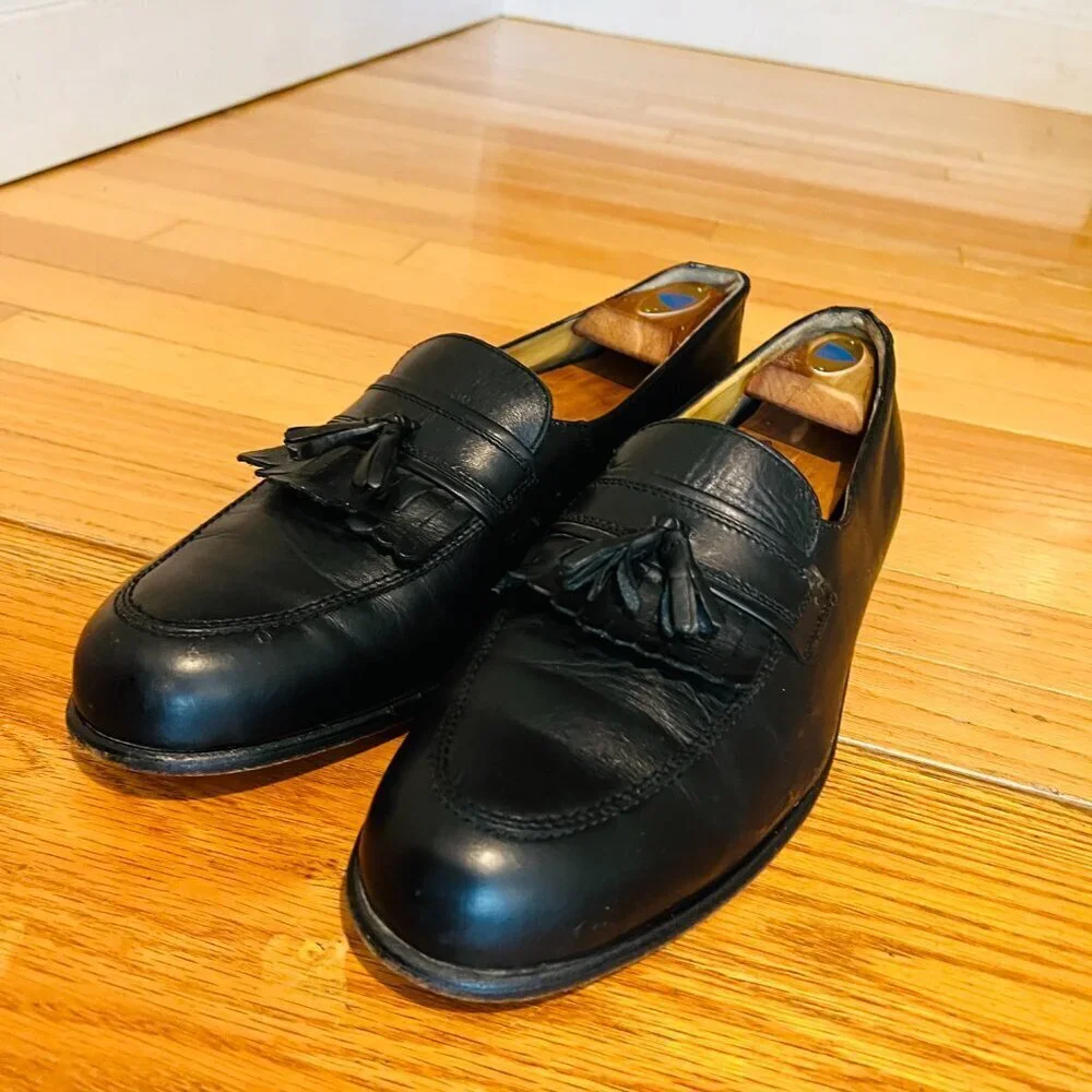 Calzoleria Toscana Shoes Mens Leather Slip On Tassel Penny Loafers Shoes 11.5